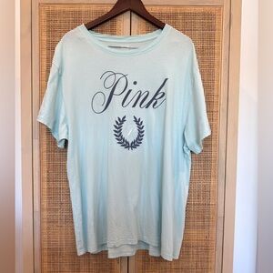 Victoria’s Secret PINK Light Blue Tee Oversized Tee, XL, NWOT